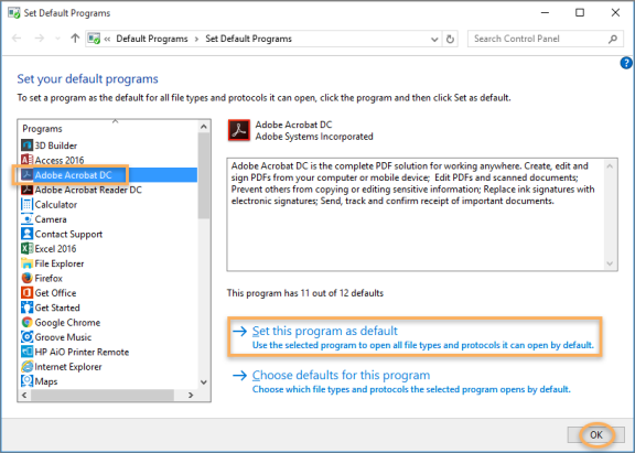 how to default opening pdf with adobe