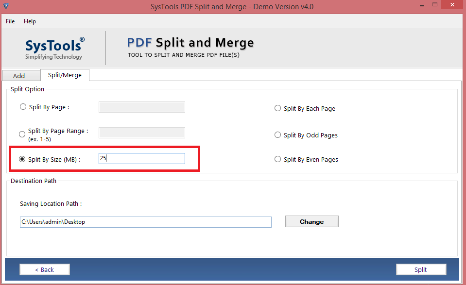 split/merge settings